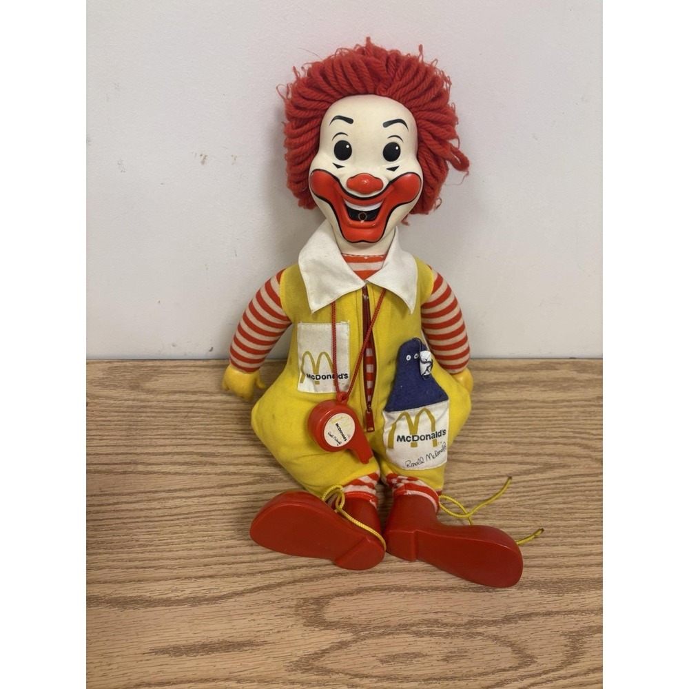 RONALD McDONALD Doll  21" - Hasbro - 1978 With Whistle Needs A Little Cleaning
